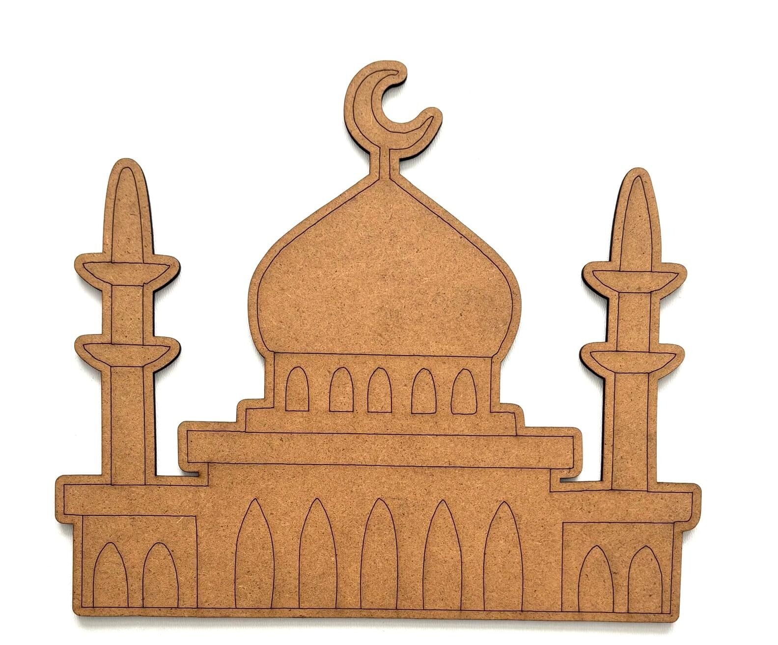 Çocuklar İçin Ahşap Boyama Cami Desenli Obje Okul Öncesi