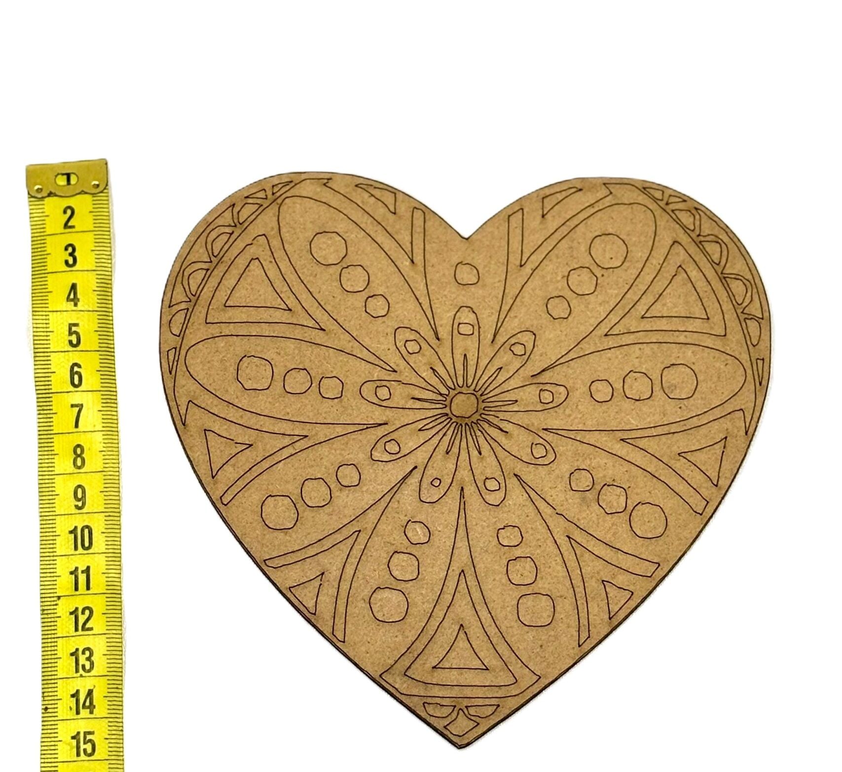 Çocuklar İçin Ahşap Boyama Kalp Desenli Mandala Okul Öncesi