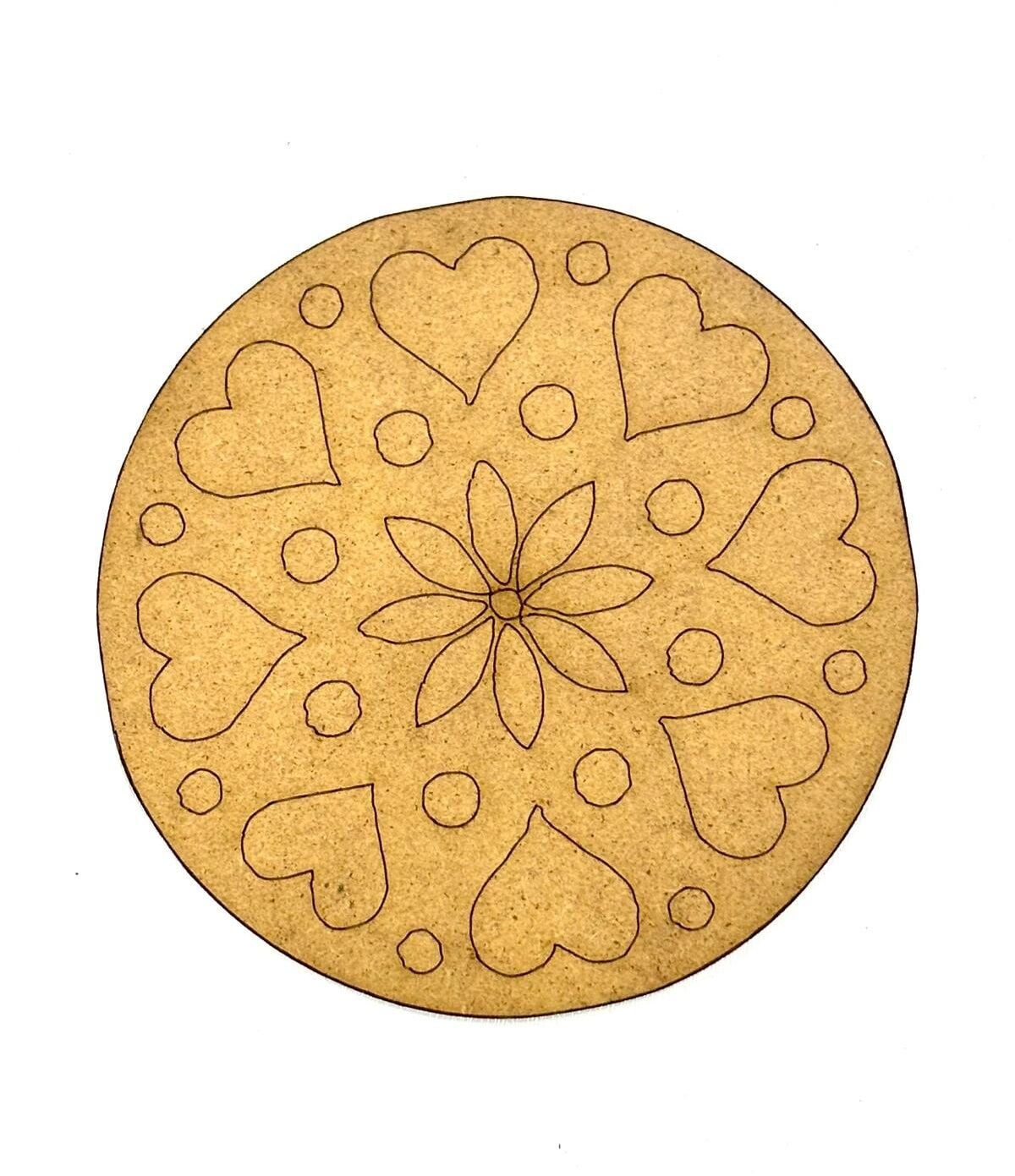 Çocuklar İçin Ahşap Boyama Kalp Çiçek Mandala Okul Öncesi