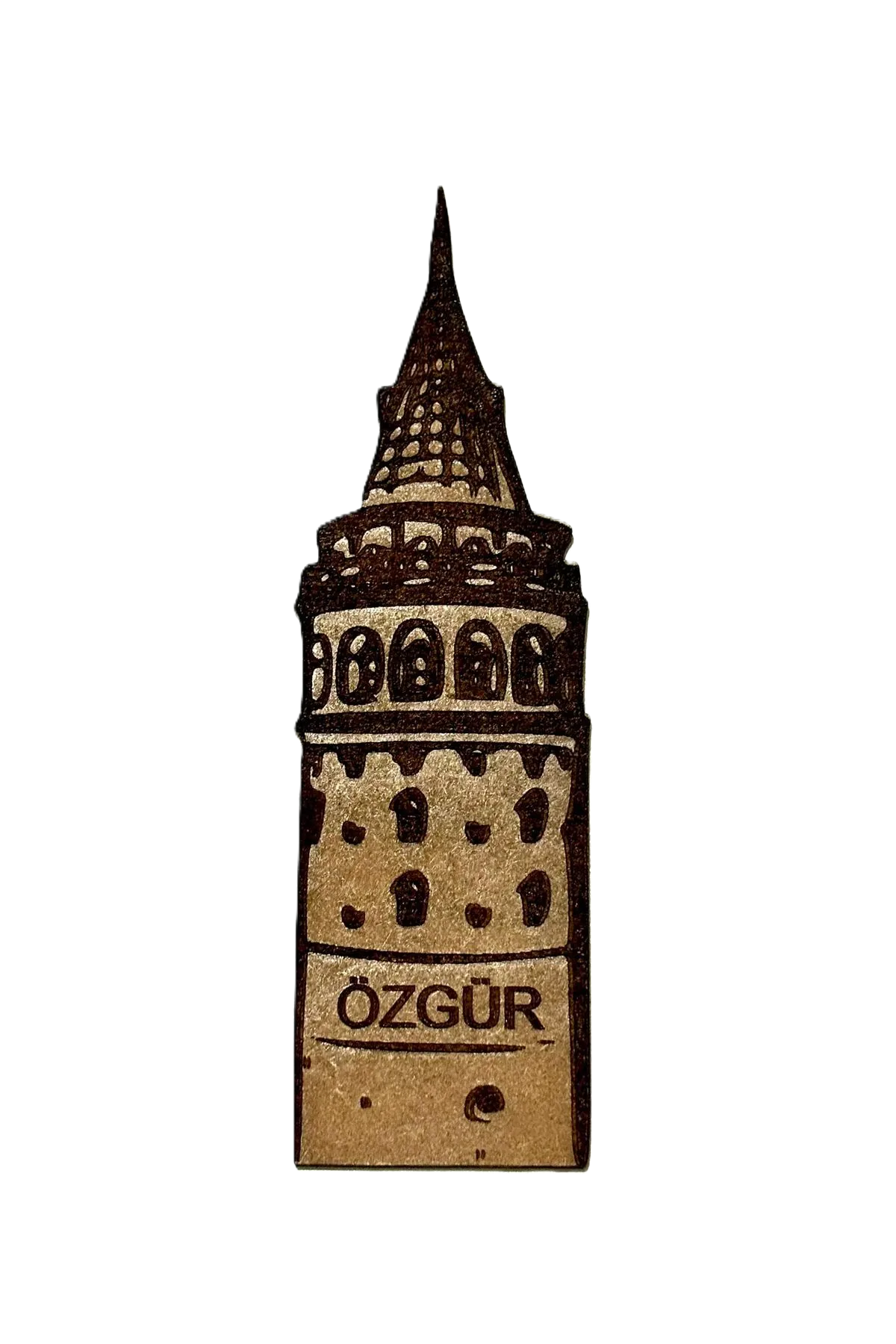İsme Özel Hediyelik Ahşap Galata Kulesi Baskılı Kitap Ayracı