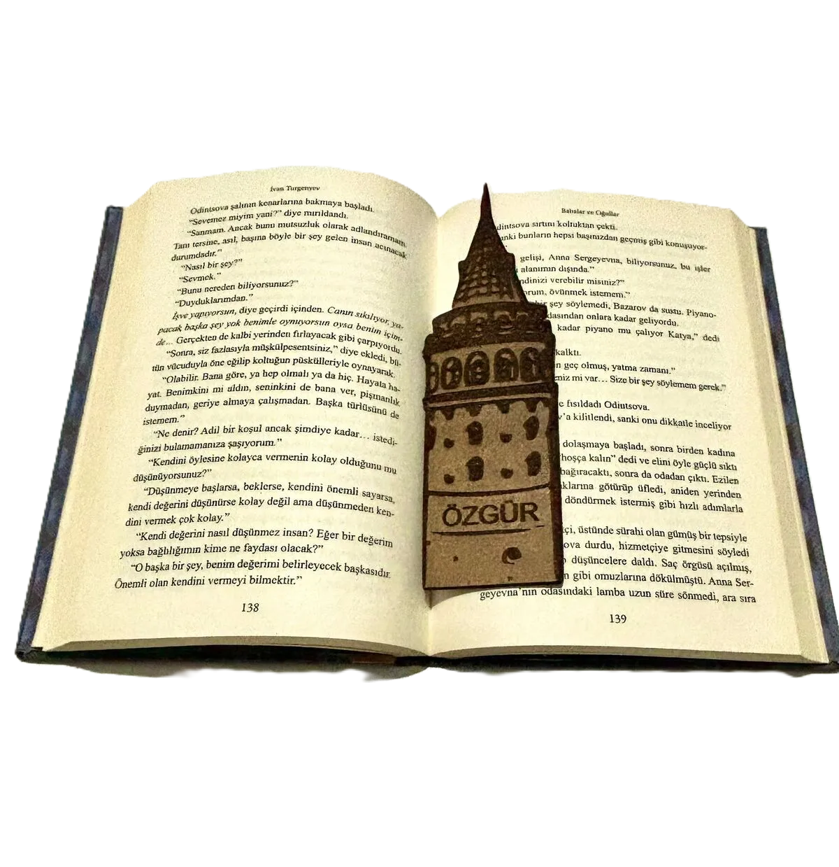İsme Özel Hediyelik Ahşap Galata Kulesi Baskılı Kitap Ayracı