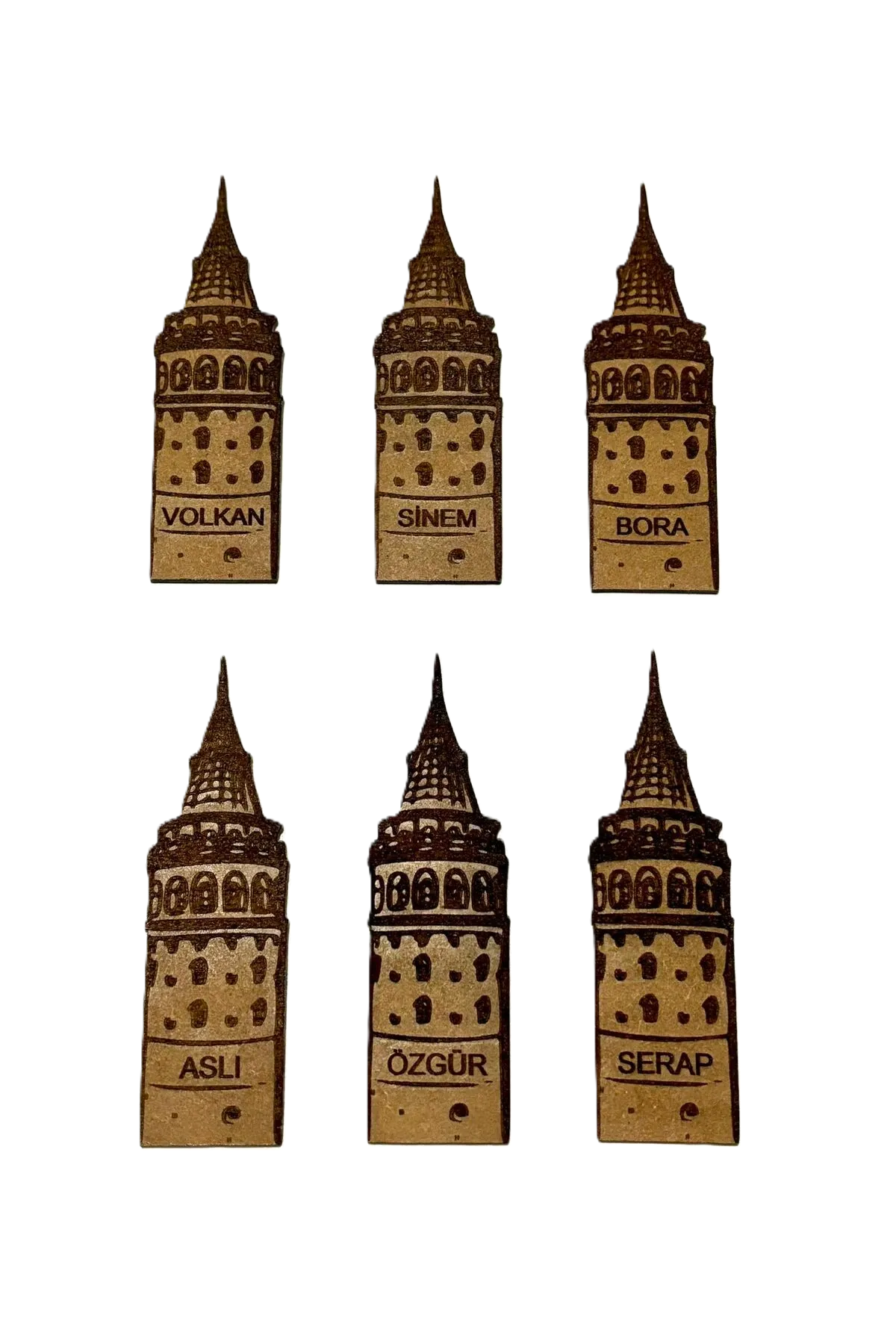 İsme Özel Hediyelik Ahşap Galata Kulesi Baskılı Kitap Ayracı