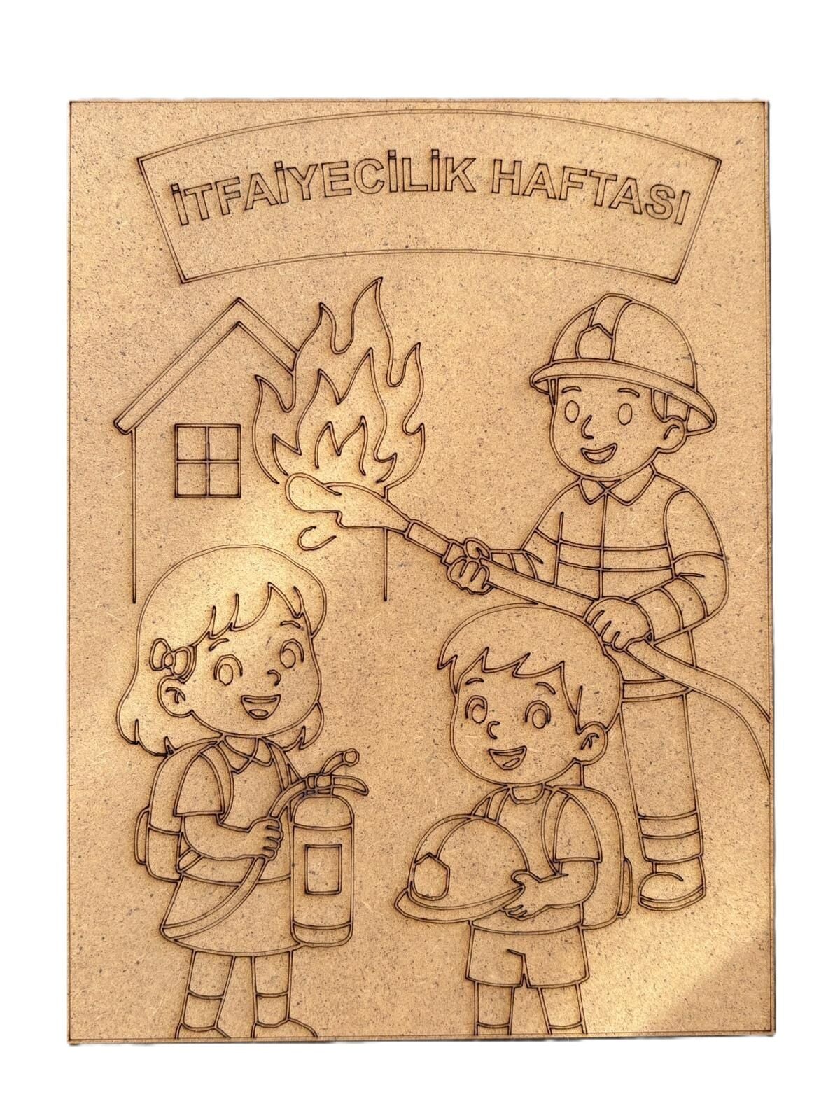Çocuklar İçin Ahşap Boyama İtfaiyecilik Haftası Okul Öncesi