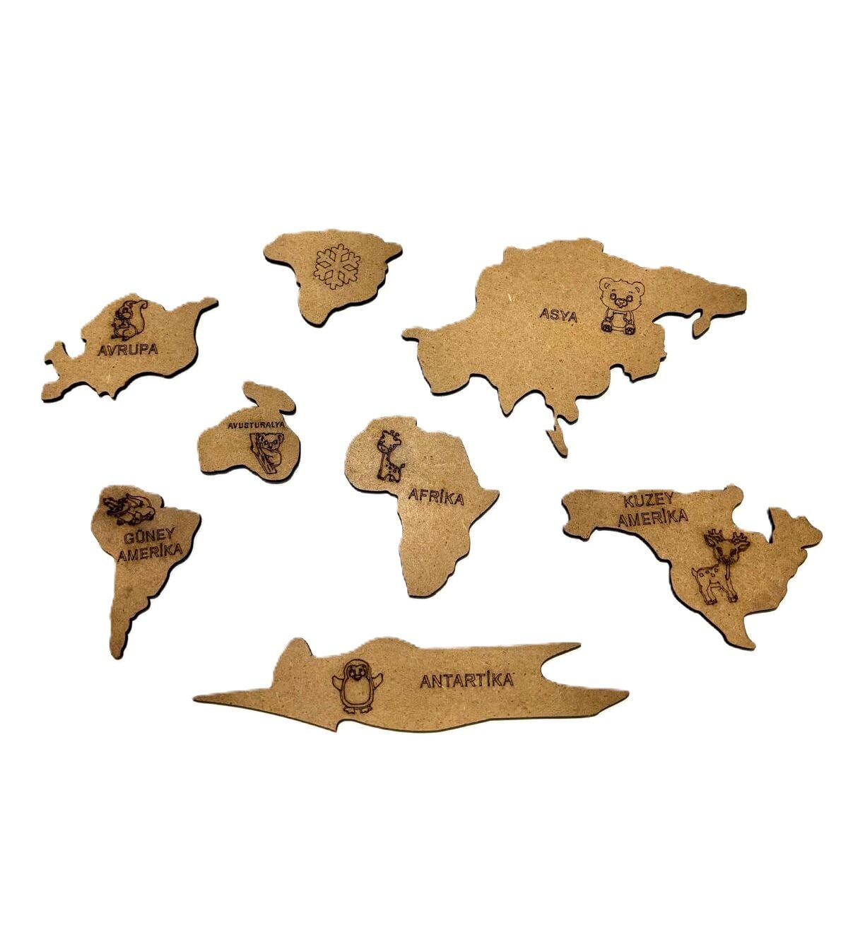 Çocuklar İçin Ahşap Boyama Kıtalar Okul Öncesi Etkinlik