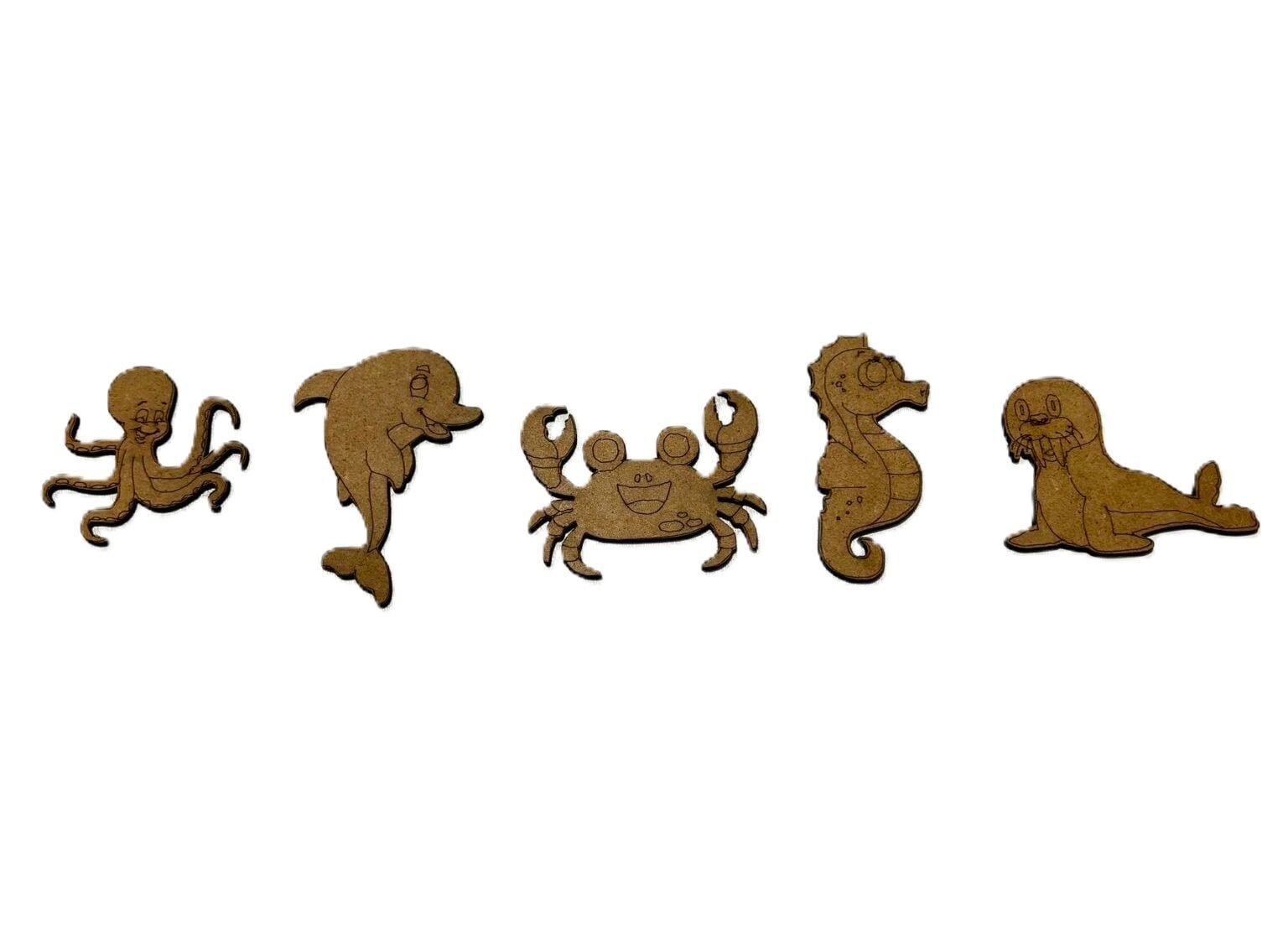 Çocuklar İçin Ahşap Boyama Deniz Canlıları Okul Öncesi