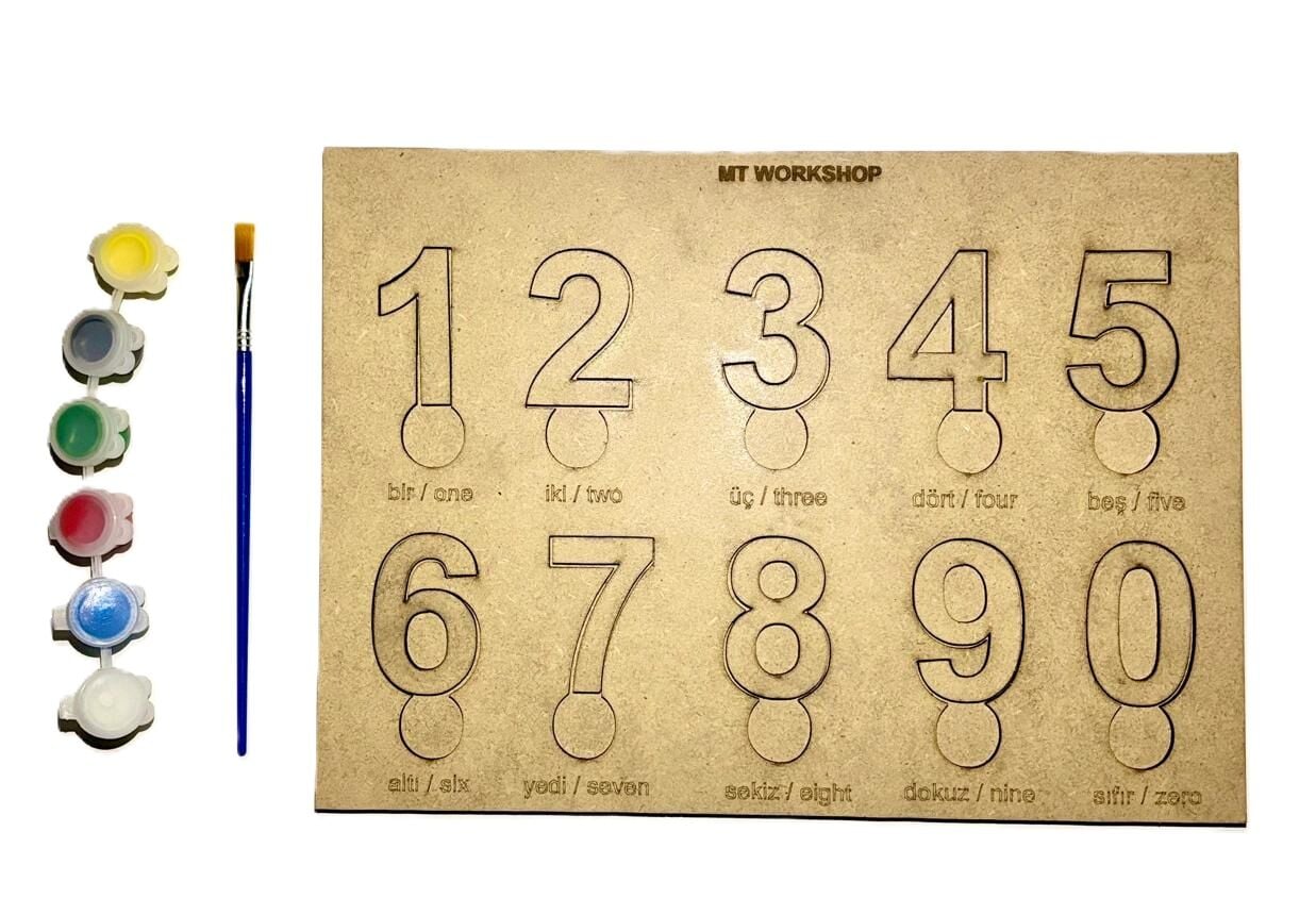 Ahşap Boyama Seti Rakamlar Eğitici Oyun Seti Okul Öncesi