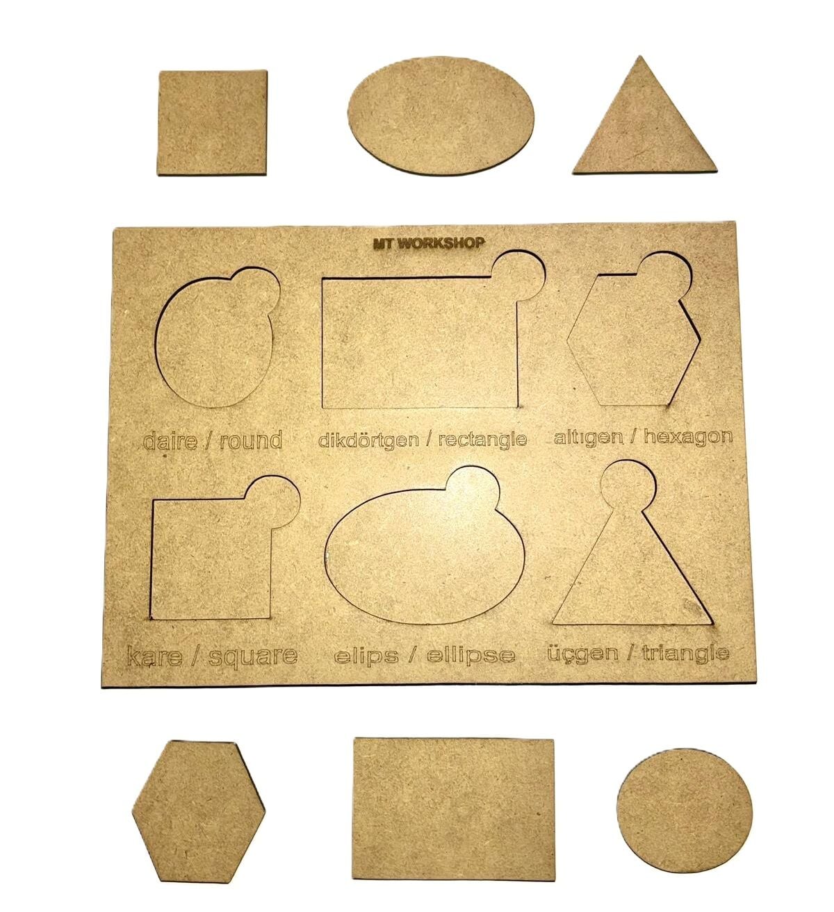 Çocuklar İçin Ahşap Boyama Geometrik Şekiller Okul Öncesi