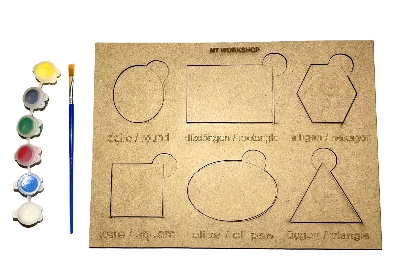 Çocuklar İçin Ahşap Boyama Geometrik Şekiller Okul Öncesi
