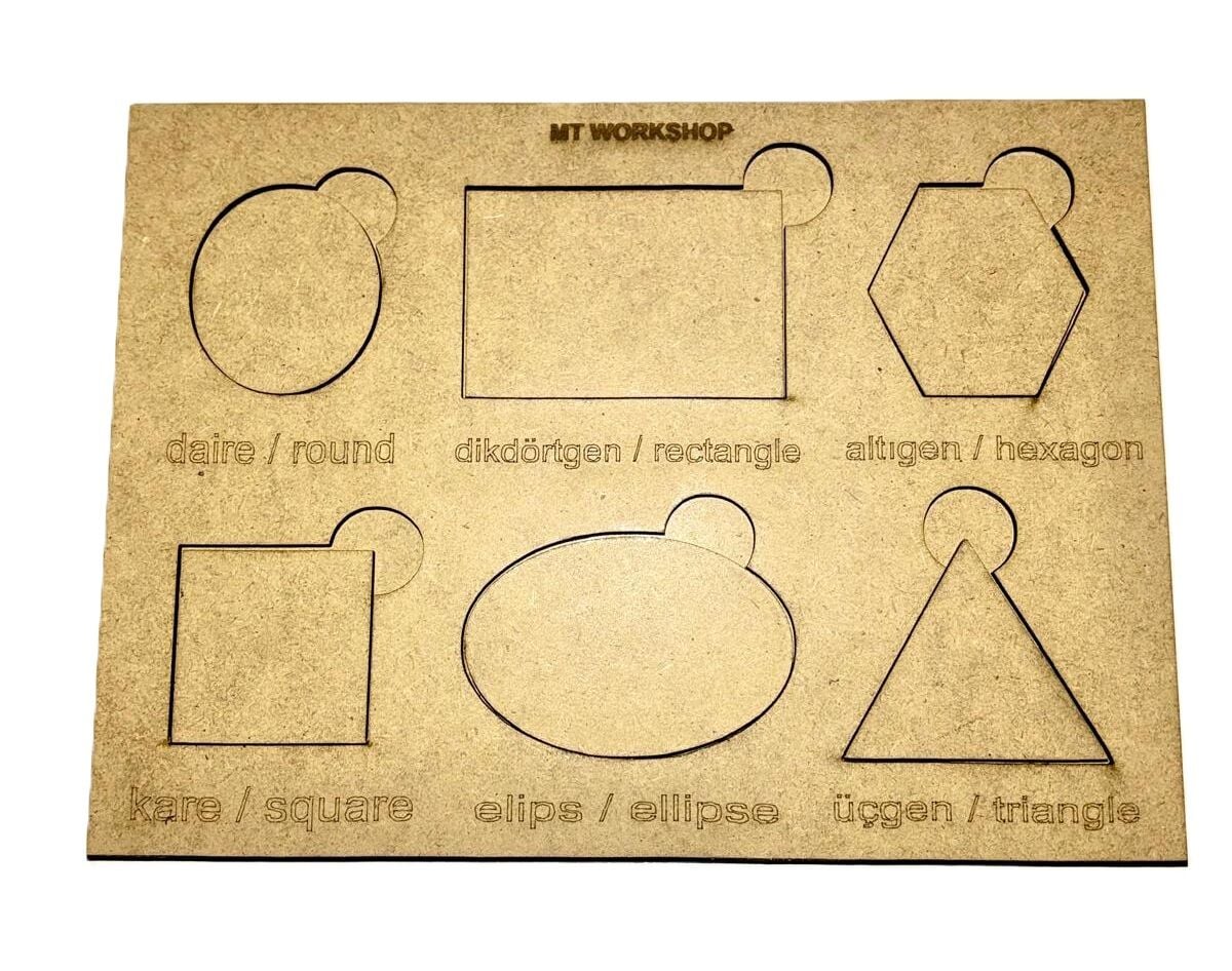 Çocuklar İçin Ahşap Boyama Geometrik Şekiller Okul Öncesi